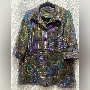 Multicolor Artistic Button-Up RETRO SWING Jacket by BOHO CHIC, WOMEN SIZE M